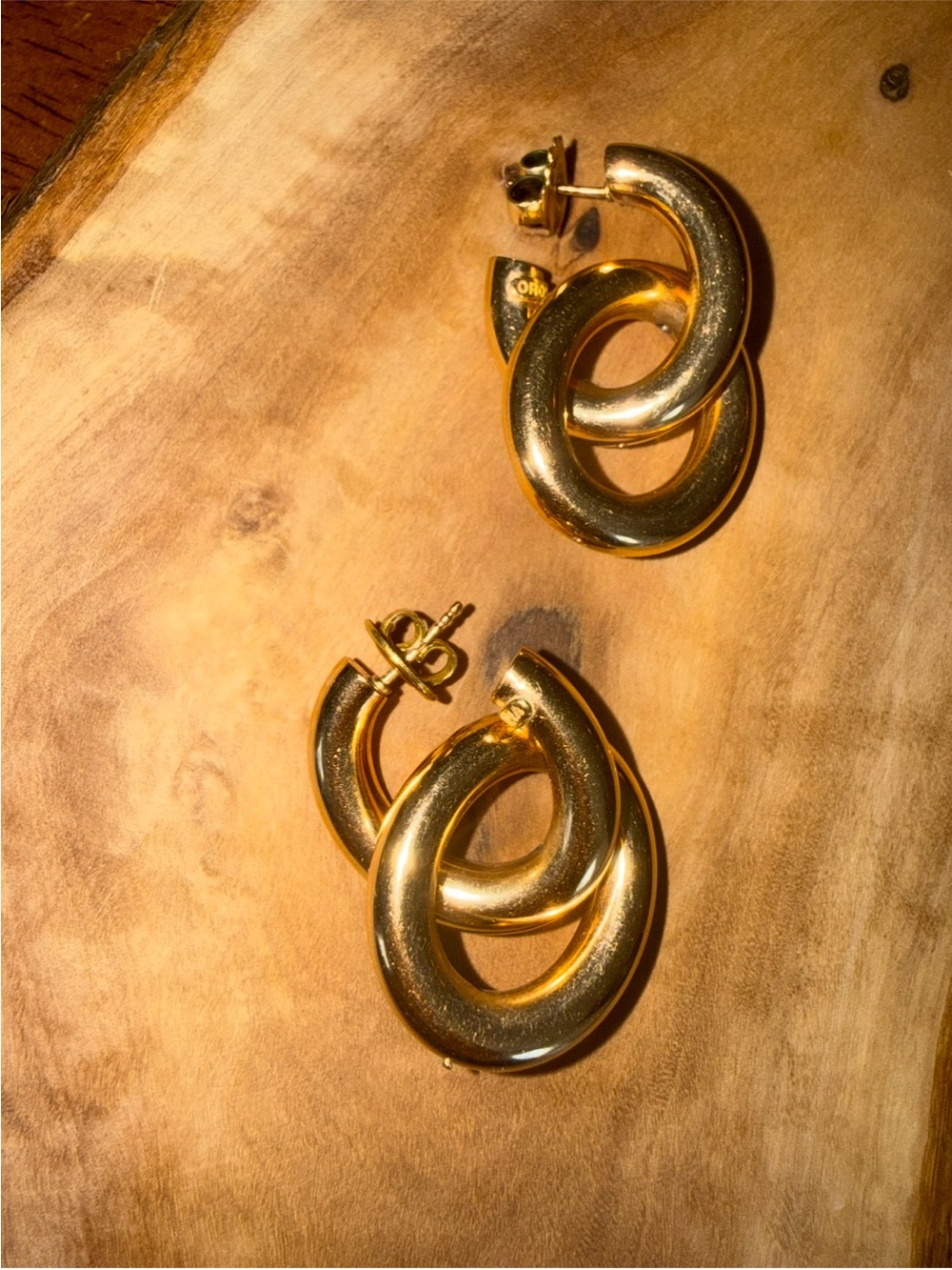 RARE 18K 70s Oromalia Day Night Convertible Puffy Hoop Door knocker Earrings
